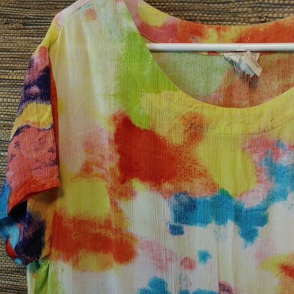 🌈 Sand Spirit Tie-Dye Beach Cover-Up | Boho Ruffle Rayon Dress | size XL - Picture 5 of 9